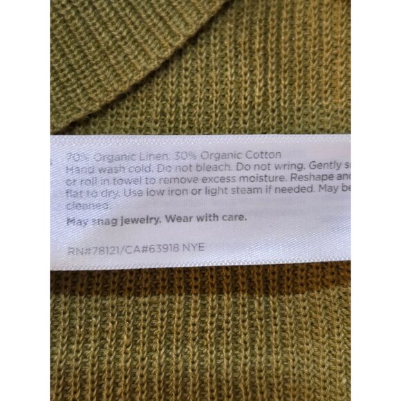 Eileen Fisher Sweater Medium Organic Linen & Cotton Olive Green Oversized Cozy - Picture 6 of 8